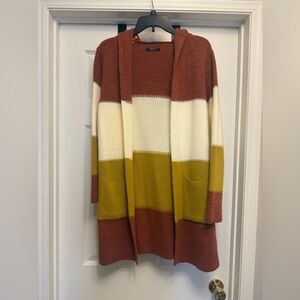 Piano C Women’s Color Block Hooded Cardigan Size M Made In Italy Brown White